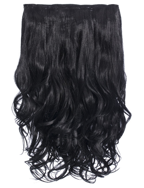 20 Inch Curly One Piece Clip in Hair Extensions jet black