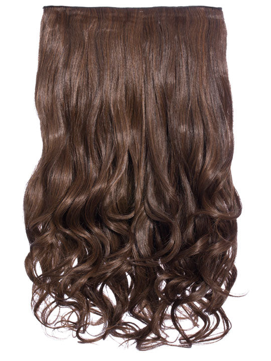 20 Inch Curly One Piece Clip in Hair Extensions warm brunette