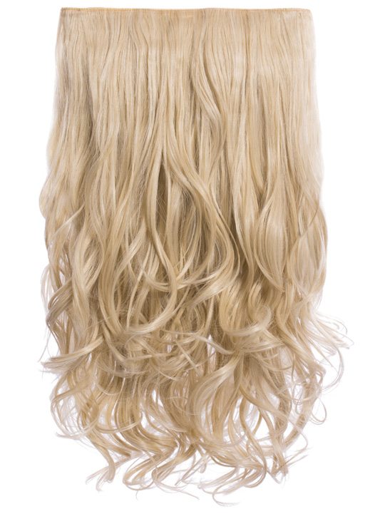 20 Inch Curly Synthetic One Piece Clip in Hair Extensions light golden blonde