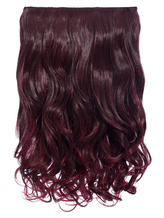 20 Inch Curly One Piece Clip in Hair Extensions black and burgundy