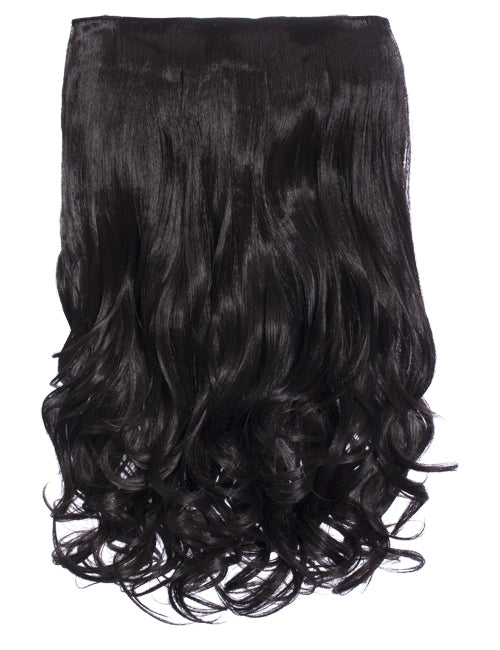 20 Inch Curly One Piece Clip in Hair Extensions dark brown