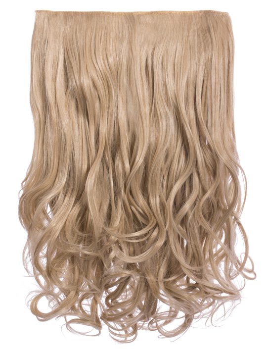 20 Inch Curly Synthetic One Piece Clip in Hair Extensions california blonde