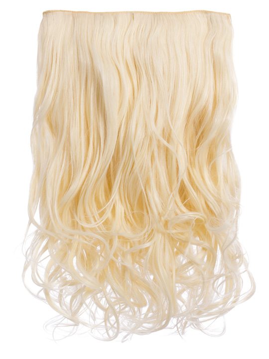 20 Inch Curly Synthetic One Piece Clip in Hair Extensions pure blonde
