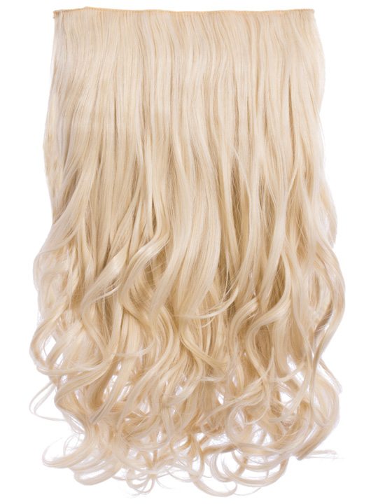 20 Inch Curly Synthetic One Piece Clip in Hair Extensions light blonde