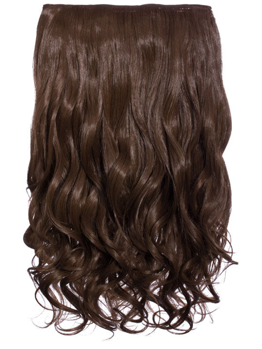20 Inch Curly One Piece Clip in Hair Extensions chestnut brown