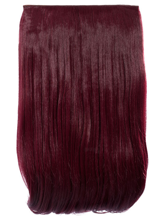 burgundy 24 Inch Straight One Piece Clip in Hair Extensions
