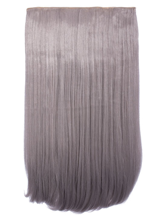silver grey 24 Inch Straight One Piece Clip in Hair Extensions