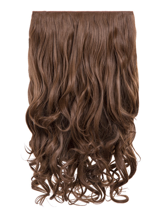 20 Inch Curly One Piece Clip in Hair Extensions ash brown