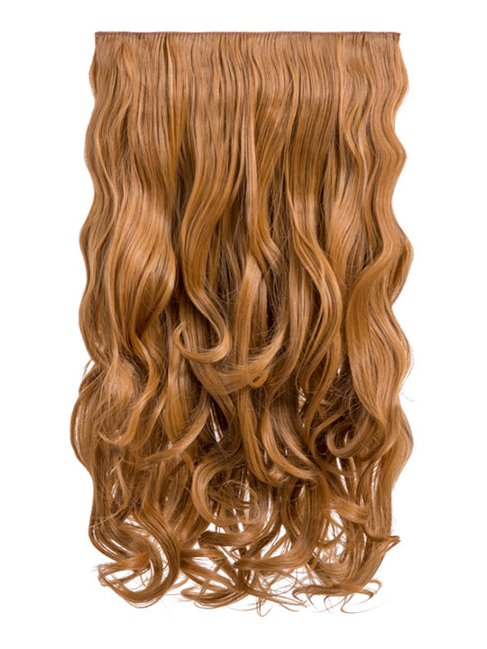 20 Inch Curly One Piece Clip in Hair Extensions strawberry blonde