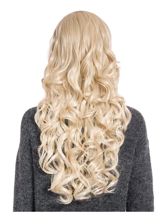 24 Inch Curly Full Head Wig with Fringe light golden blonde