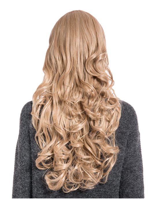 24 Inch Curly Full Head Wig with Fringe honey blonde