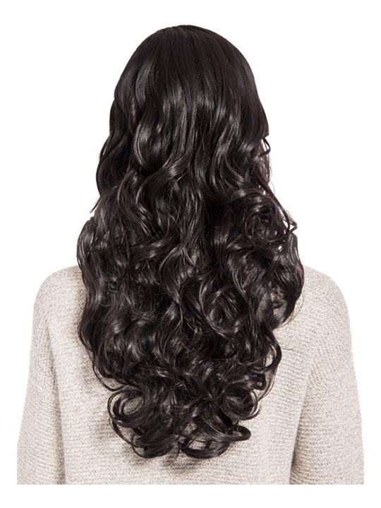 24 Inch Curly Full Head Wig with Fringe raven