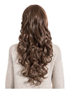 24 Inch Curly Full Head Wig with Fringe dark brown and caramel