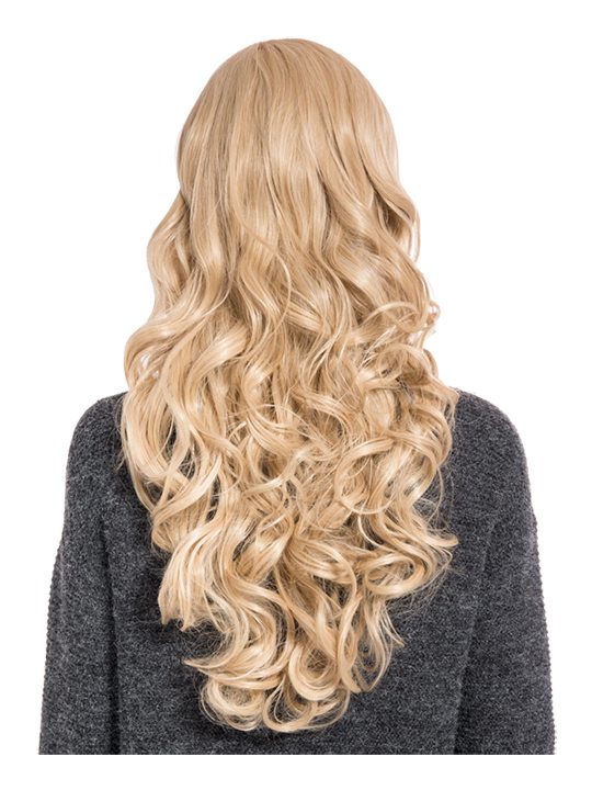 24 Inch Curly Full Head Wig with Fringe golden blonde