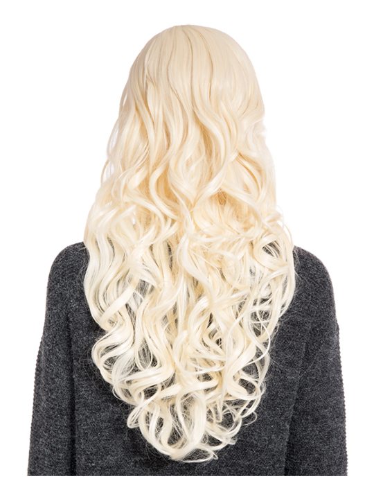 24 Inch Curly Full Head Wig with Fringe pure blonde