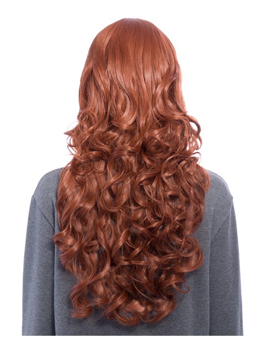 24 Inch Curly Full Head Wig with Fringe copper red