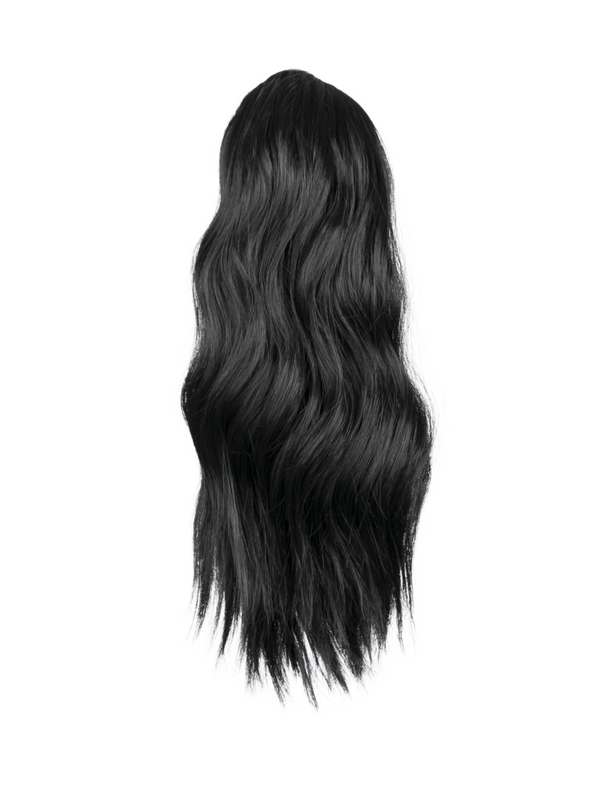 natural black 16 Inch Wavy Claw Clip and Drawstring Ponytail