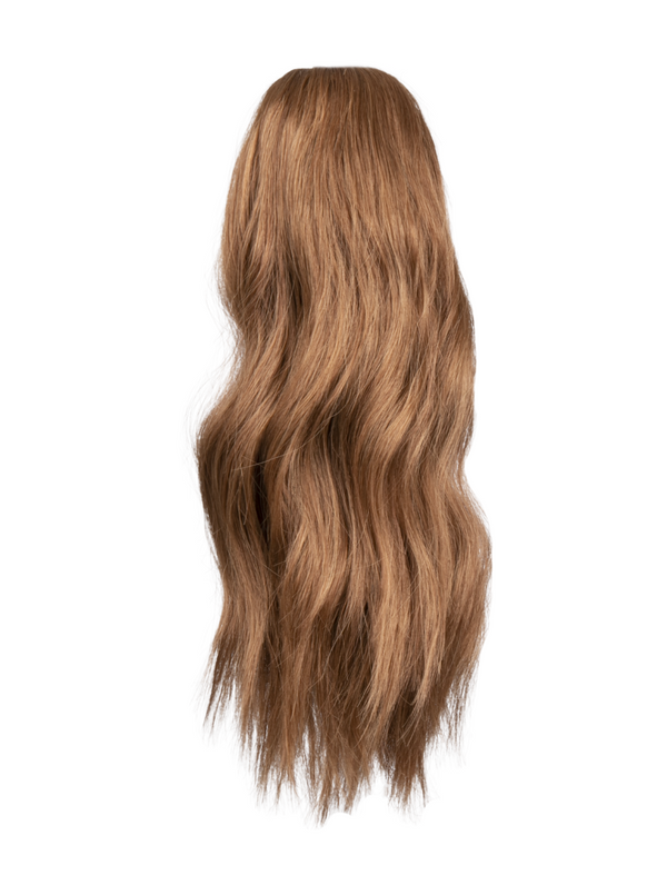 mixed auburn 16 Inch Wavy Claw Clip and Drawstring Ponytail