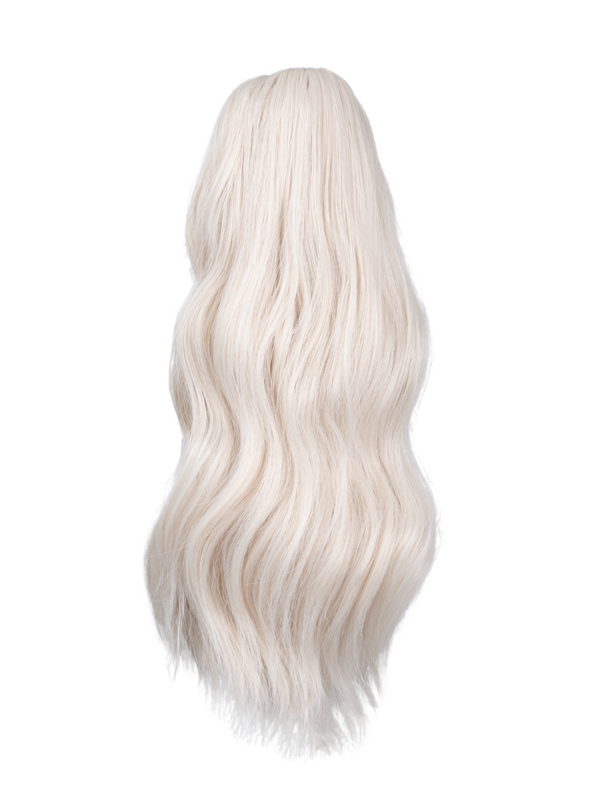 bleach blonde 16 Inch Wavy Claw Clip and Drawstring Ponytail