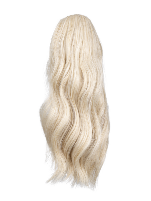 light blonde 16 Inch Wavy Claw Clip and Drawstring Ponytail