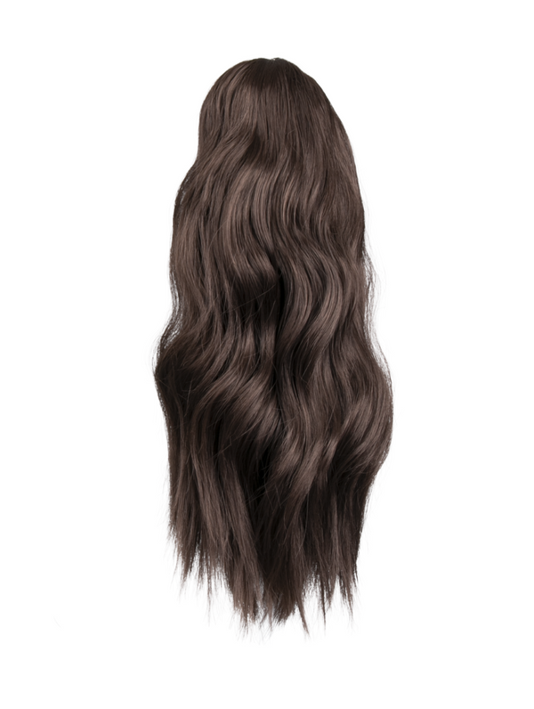 chocolate brown 16 Inch Wavy Claw Clip and Drawstring Ponytail
