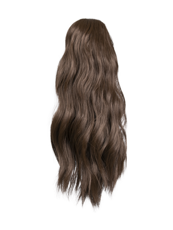 chestnut brown 16 Inch Wavy Claw Clip and Drawstring Ponytail