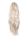 highlighted champagne blonde 16 Inch Wavy Claw Clip and Drawstring Ponytail