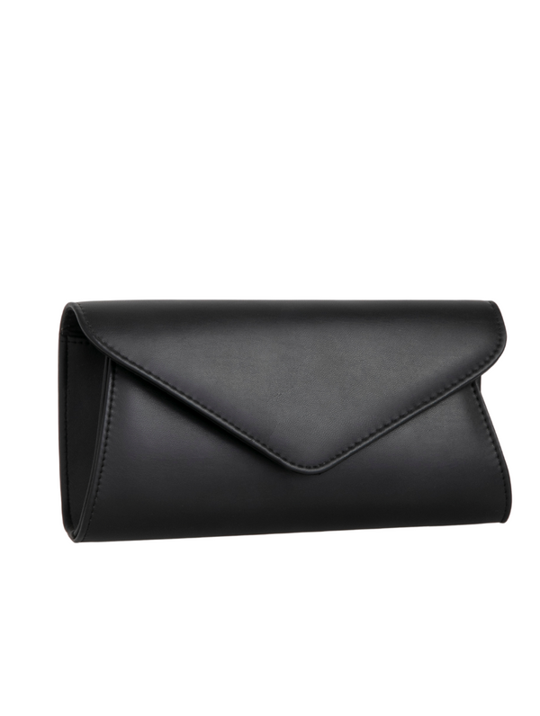 Black Faux Leather Envelope Clutch Bag