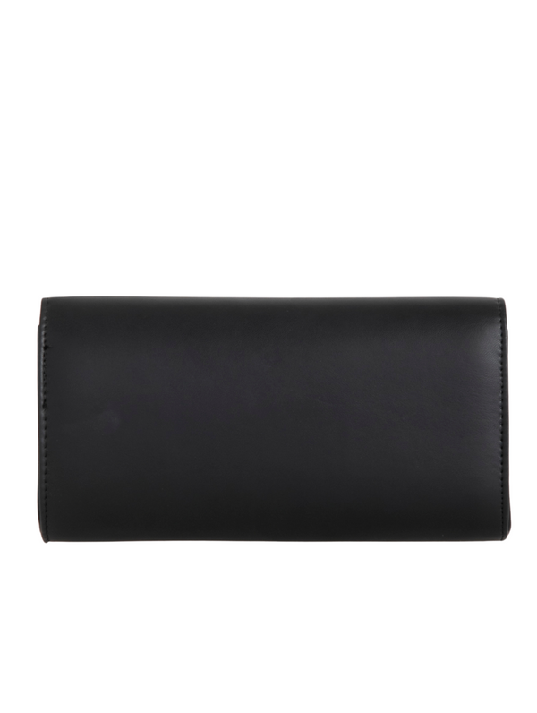 Black Faux Leather Envelope Clutch Bag