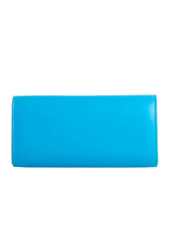 Blue Faux Leather Classic Envelope Clutch