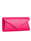 Fuchsia Faux Leather Envelope Clutch Bag side