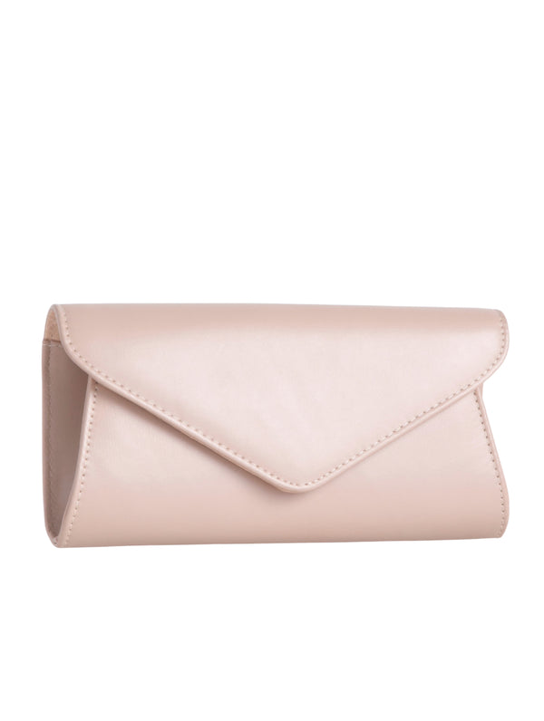 Nude Faux Leather Classic Envelope Clutch Bag