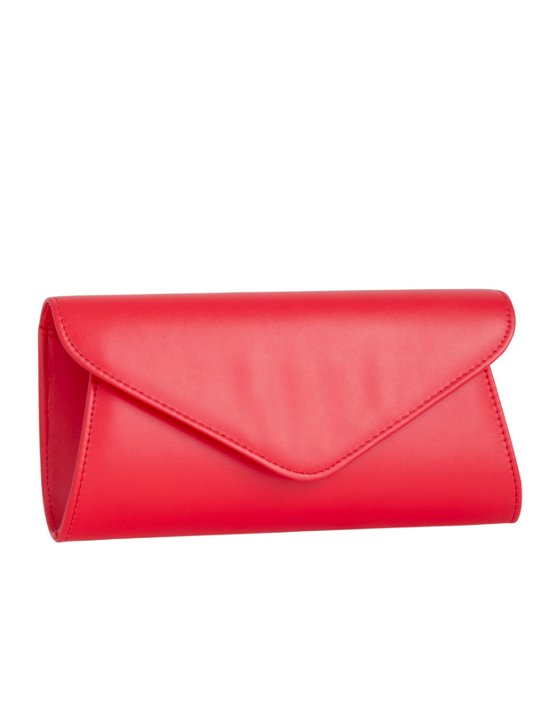Red Faux Leather Envelope Clutch Bag side