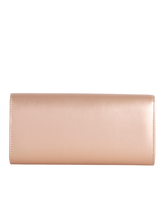 Metallic Rose Gold Faux Leather Envelope Clutch Bag