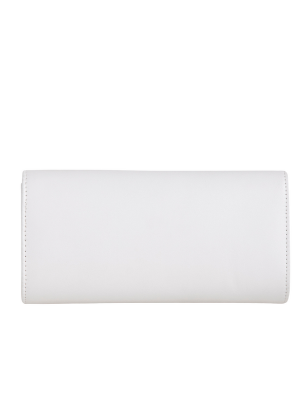 White Faux Leather Envelope Clutch Bag
