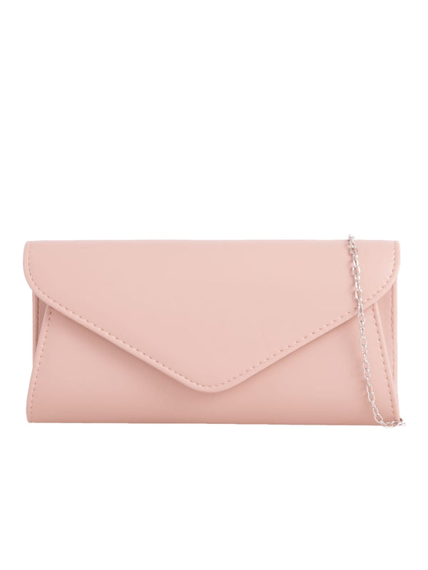 Nude Faux Leather Envelope Clutch Bag