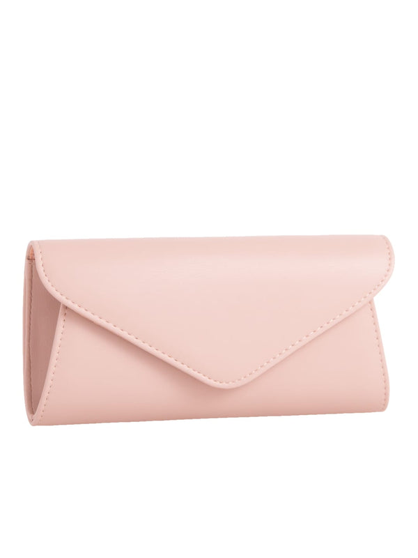 Nude Faux Leather Classic Envelope Clutch Bag