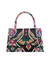 Black Satin Embroidered Jacquard Print Handbag