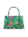 Green Satin Jacquard Print Handbag