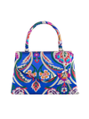 Royal Blue Satin Jacquard Print Handbag