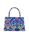 Royal Blue Satin Jacquard Print Handbag