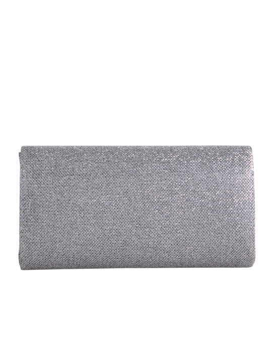 Grey Rhinestone Bow Detail Clutch Bag
