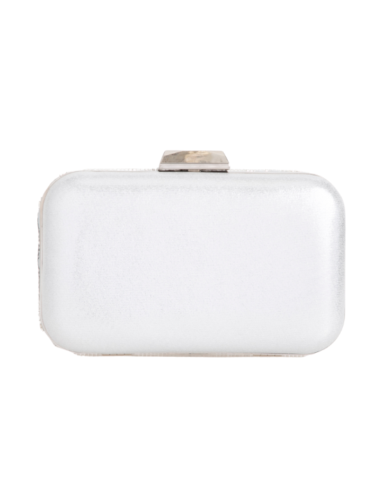 Silver Sequin Rounded Edge Box Clutch Bag