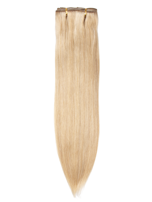 Golden Blonde 18 Inch Double Drawn Human Hair Clip In Extensions