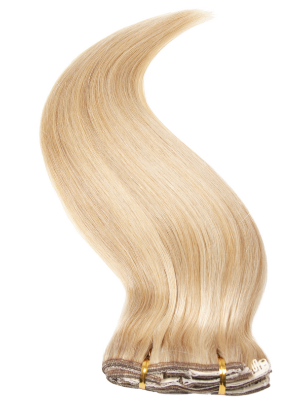 Golden Blonde 18 Inch Double Drawn Human Hair Clip In Extensions
