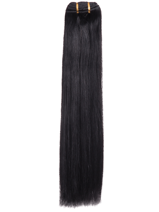 Jet Black 18" Double Drawn Human Hair Clip In Extensions
