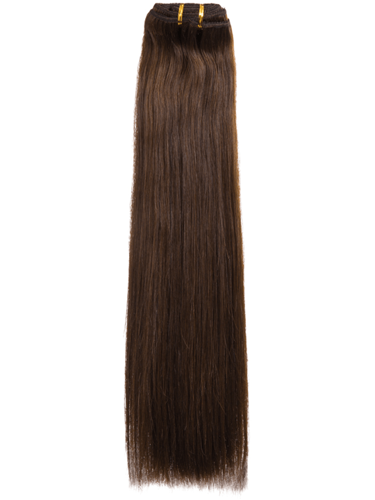 Chocolate Brown 18" Double Drawn Human Hair Clip In Extensions