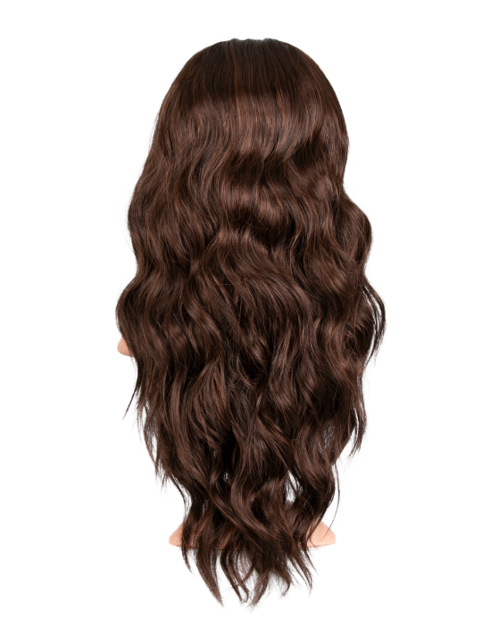 25 Inch Brushed Out Waves Half Head Wig warm brunette