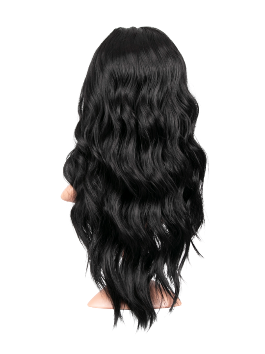 25 Inch Brushed Out Waves Half Head Wig raven
