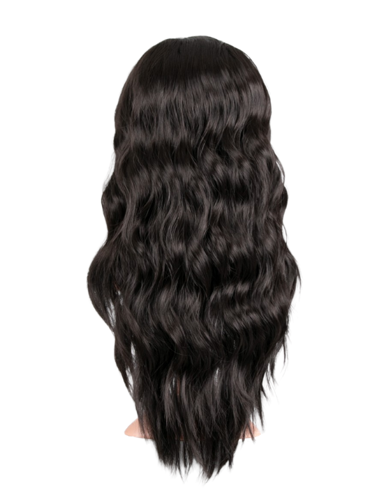 25 Inch Brushed Out Waves Half Head Wig dark brown